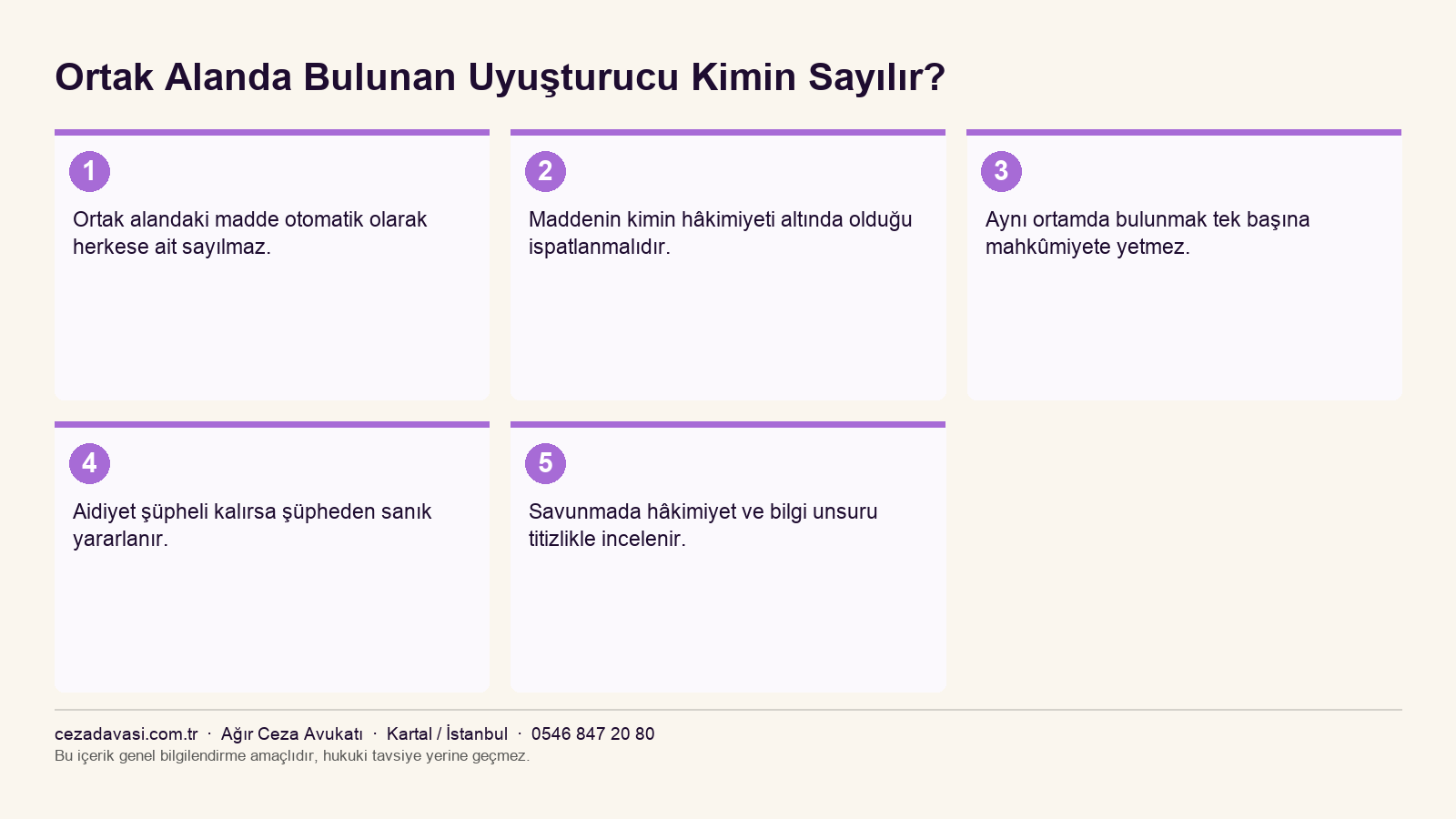 Ortak alanda bulunan uyuşturucunun aidiyeti infografiği