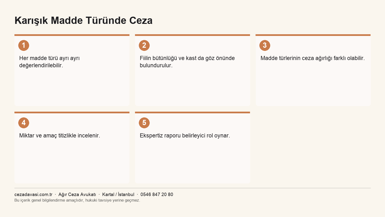 Karışık madde türünde cezanın değerlendirilmesi infografiği