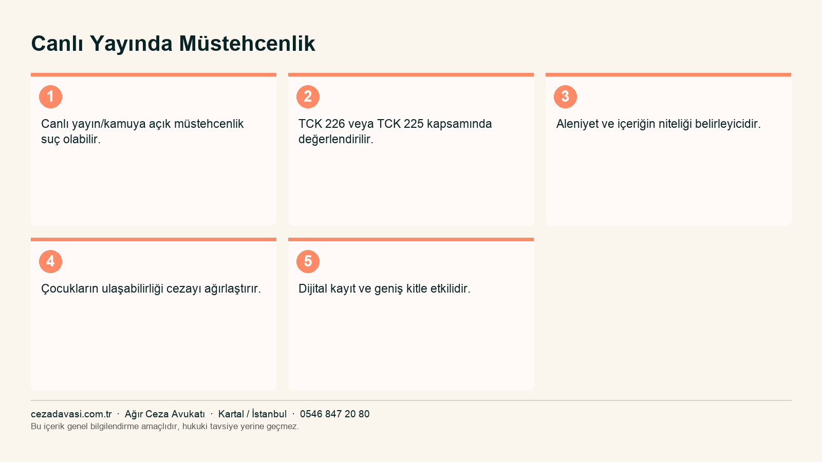 Canlı yayında müstehcenlik suçunun değerlendirilmesi infografiği