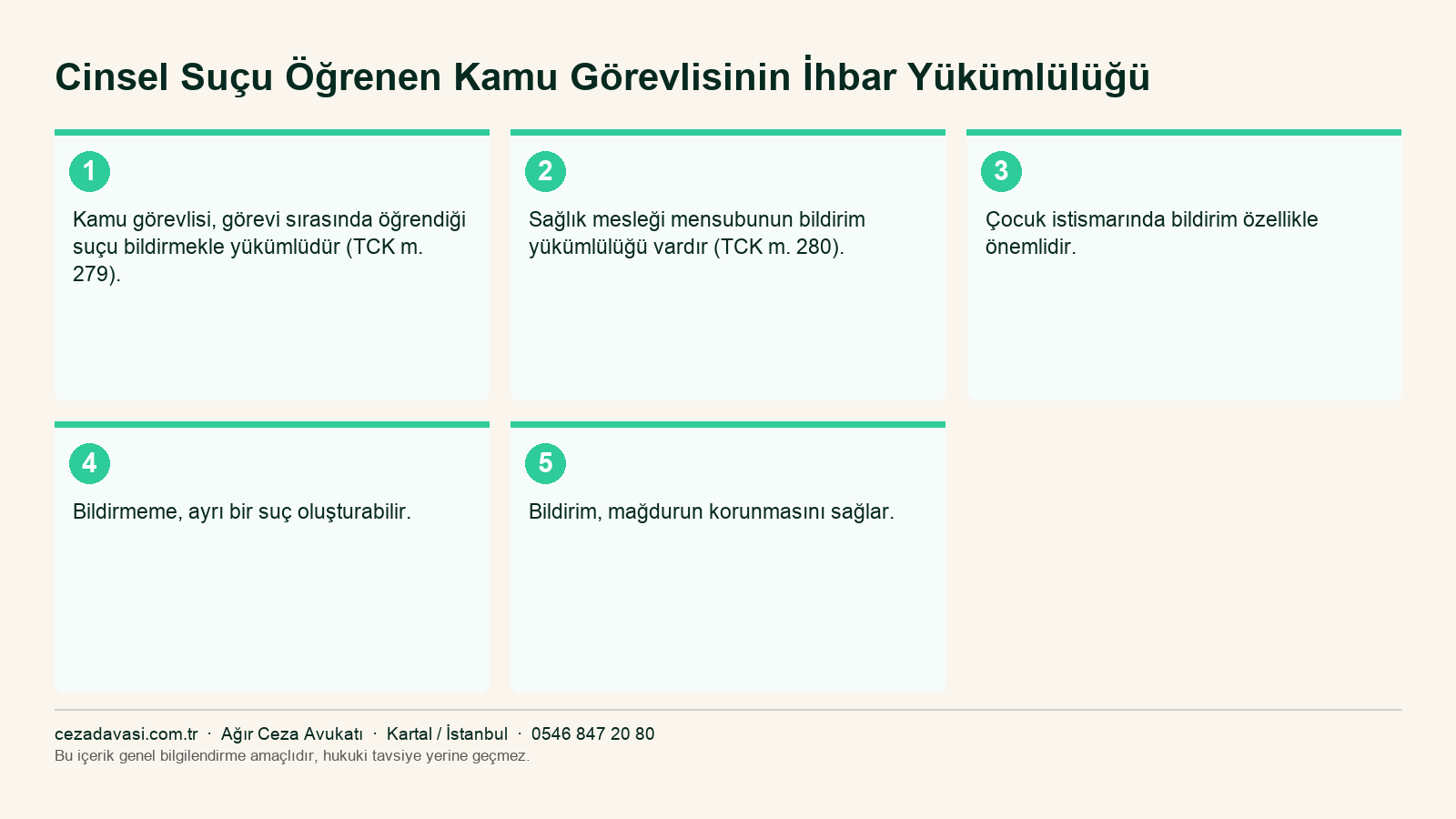 Cinsel suçlarda ihbar yükümlülüğü ve sonuçlarını gösteren infografik