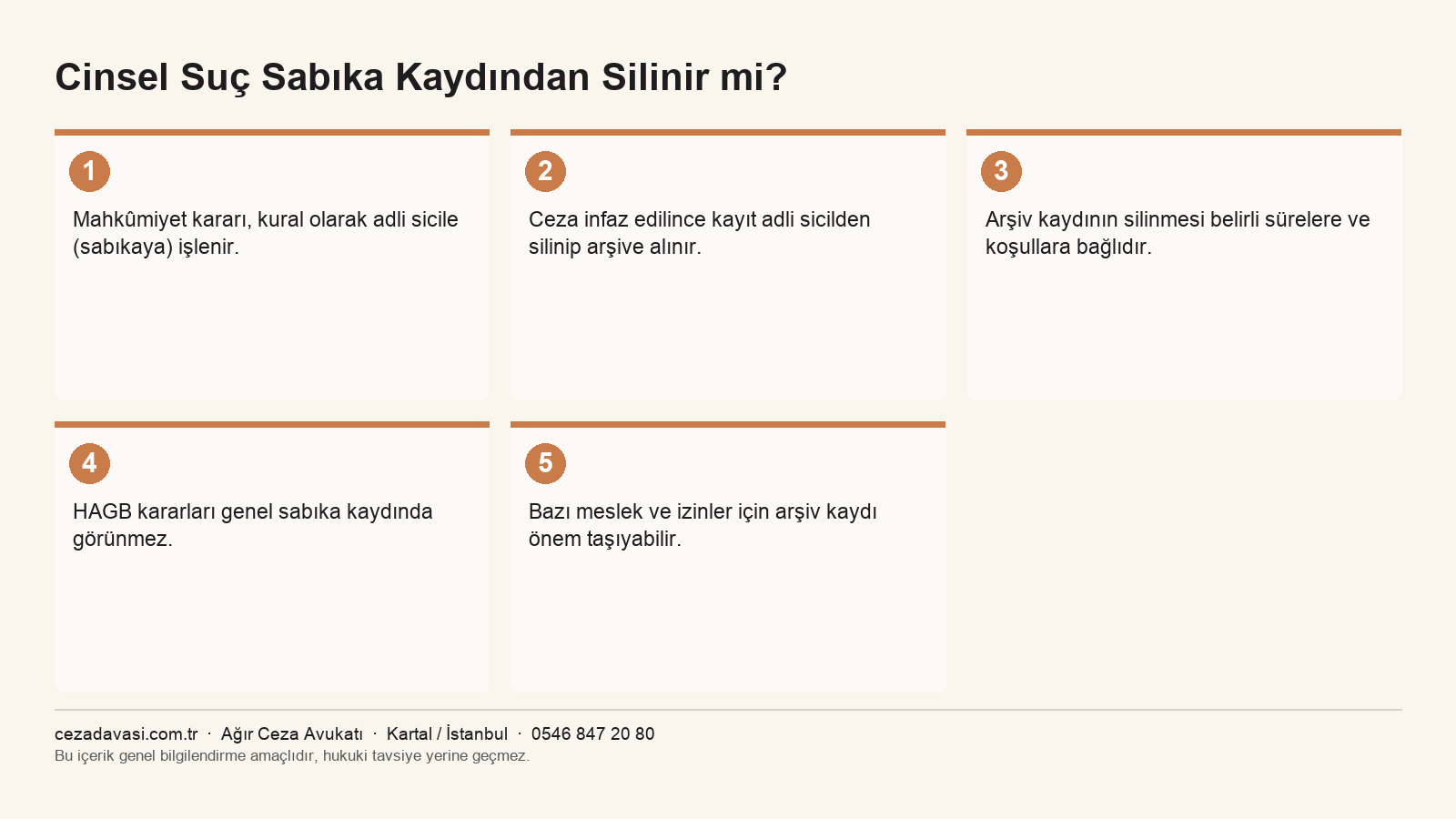 Adli sicil ve arşiv kaydının silinme koşullarını gösteren infografik