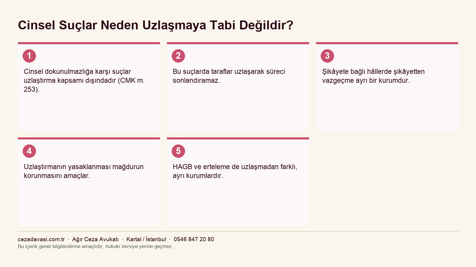 Uzlaştırma, şikâyetten vazgeçme ve HAGB farkını gösteren infografik