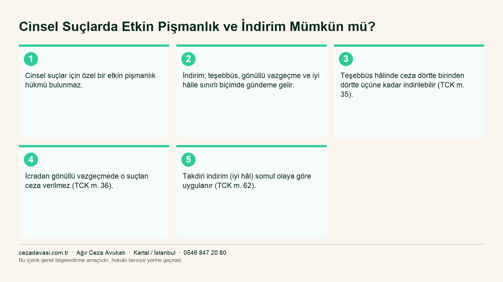 Cinsel suçlarda ceza indirimi hâllerini gösteren infografik