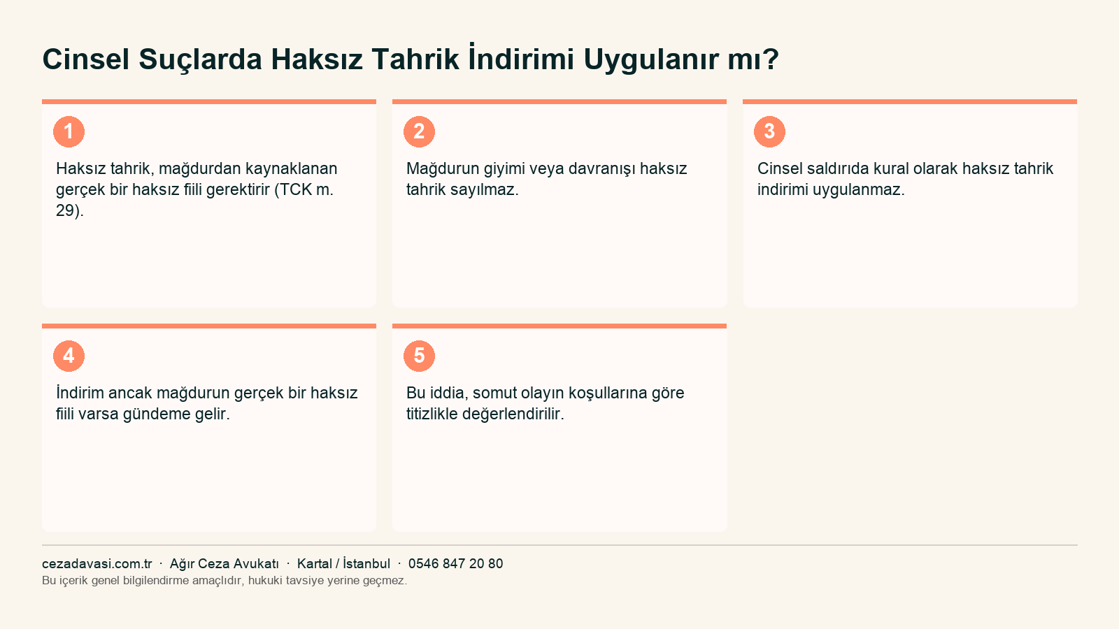 Cinsel suçlarda haksız tahrik indiriminin sınırlarını gösteren infografik