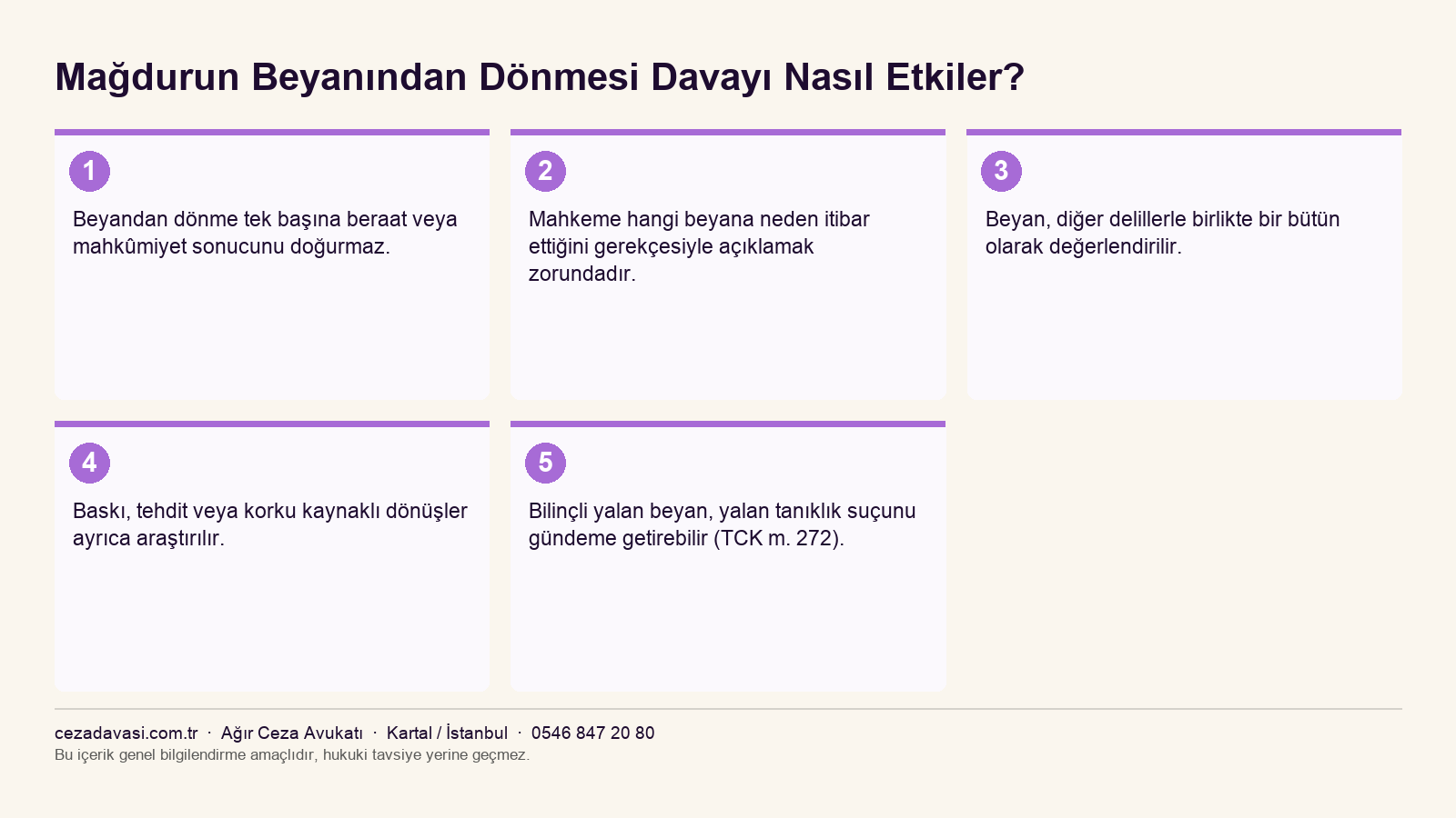 Cinsel suçlarda beyandan dönmenin değerlendirilmesi infografiği