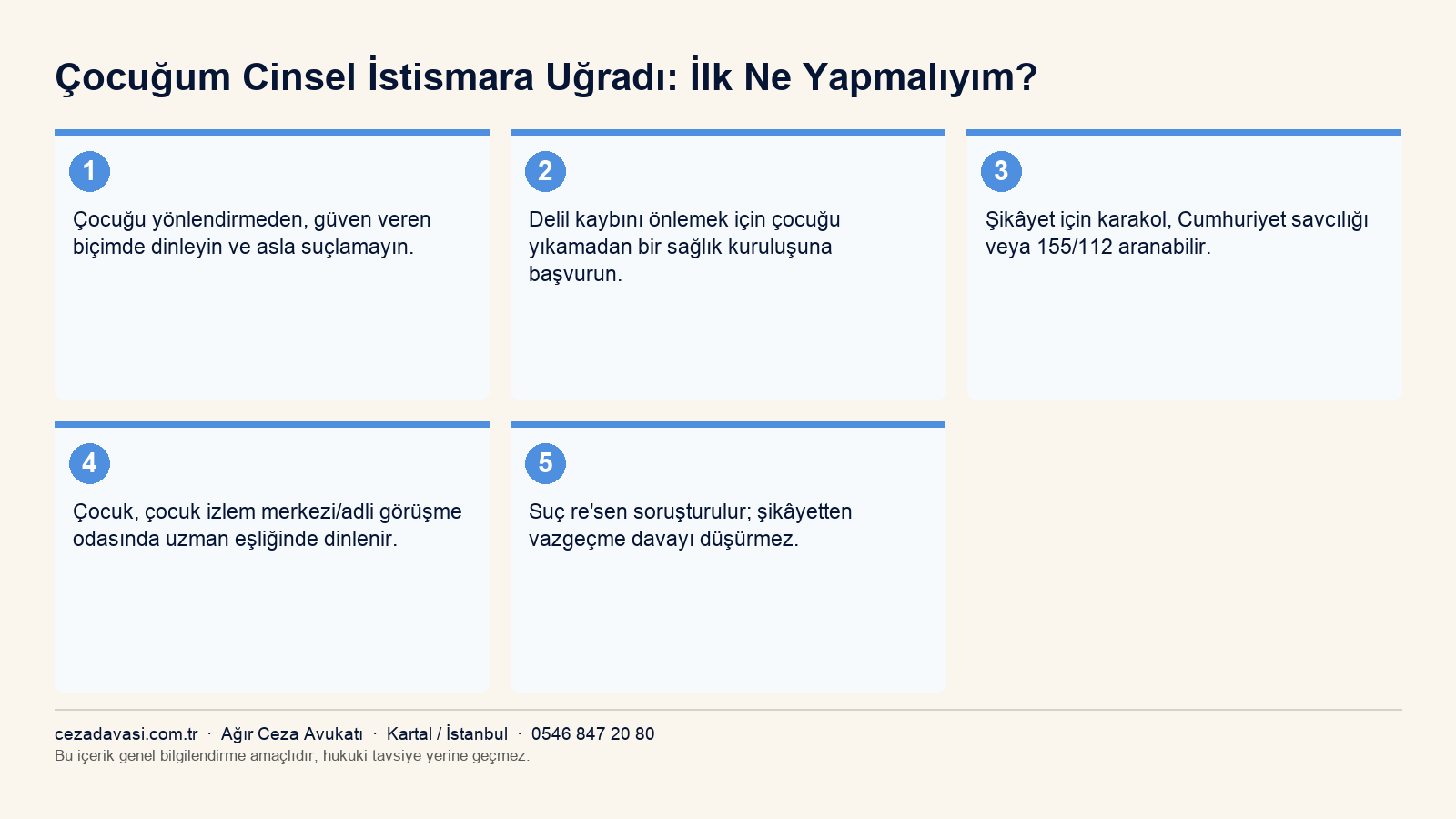 Çocuk istismarında ilk adımlar ve delil koruma infografiği