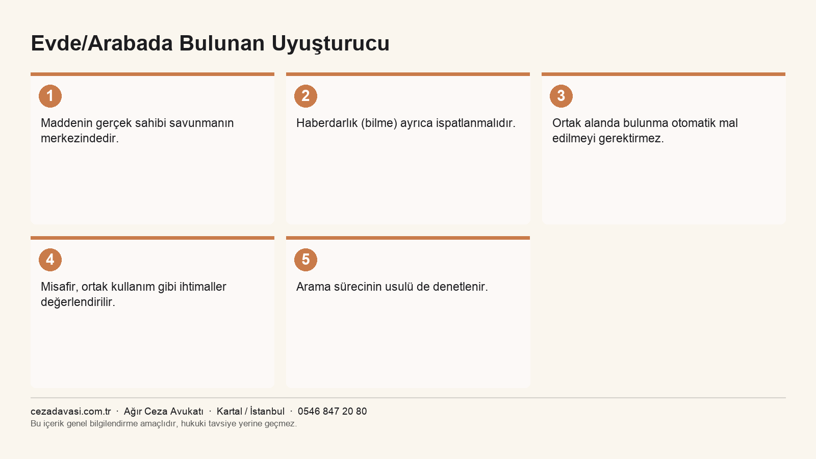 Ortak alanda bulunan uyuşturucuda sorumluluğun değerlendirilmesi infografiği