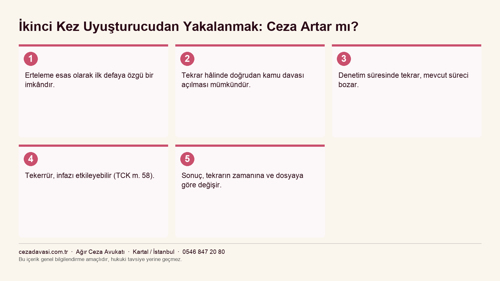 İkinci kez uyuşturucudan yakalanmanın sonuçları infografiği