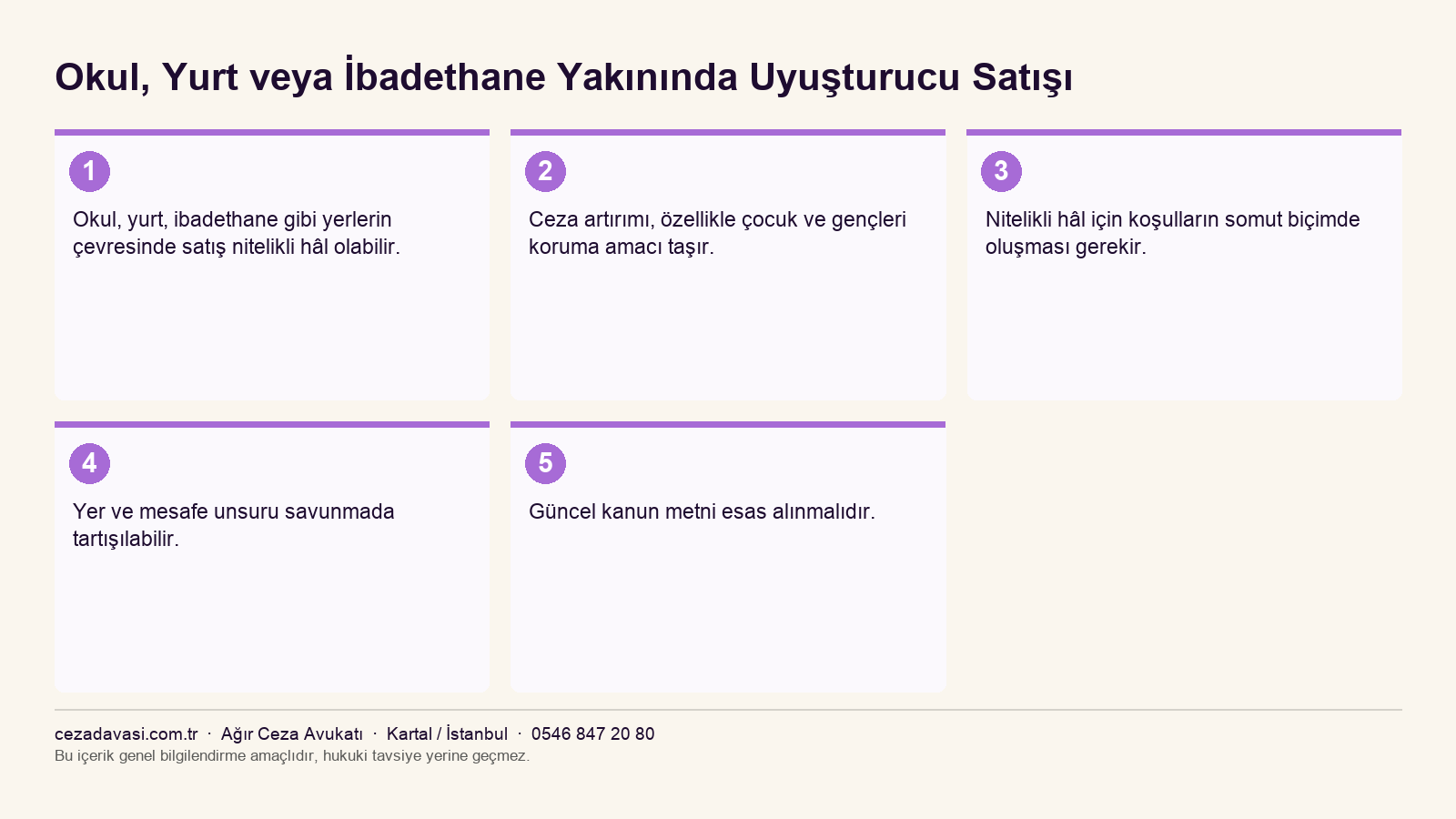 Belirli yerlerin yakınında uyuşturucu satışının nitelikli hâli infografiği