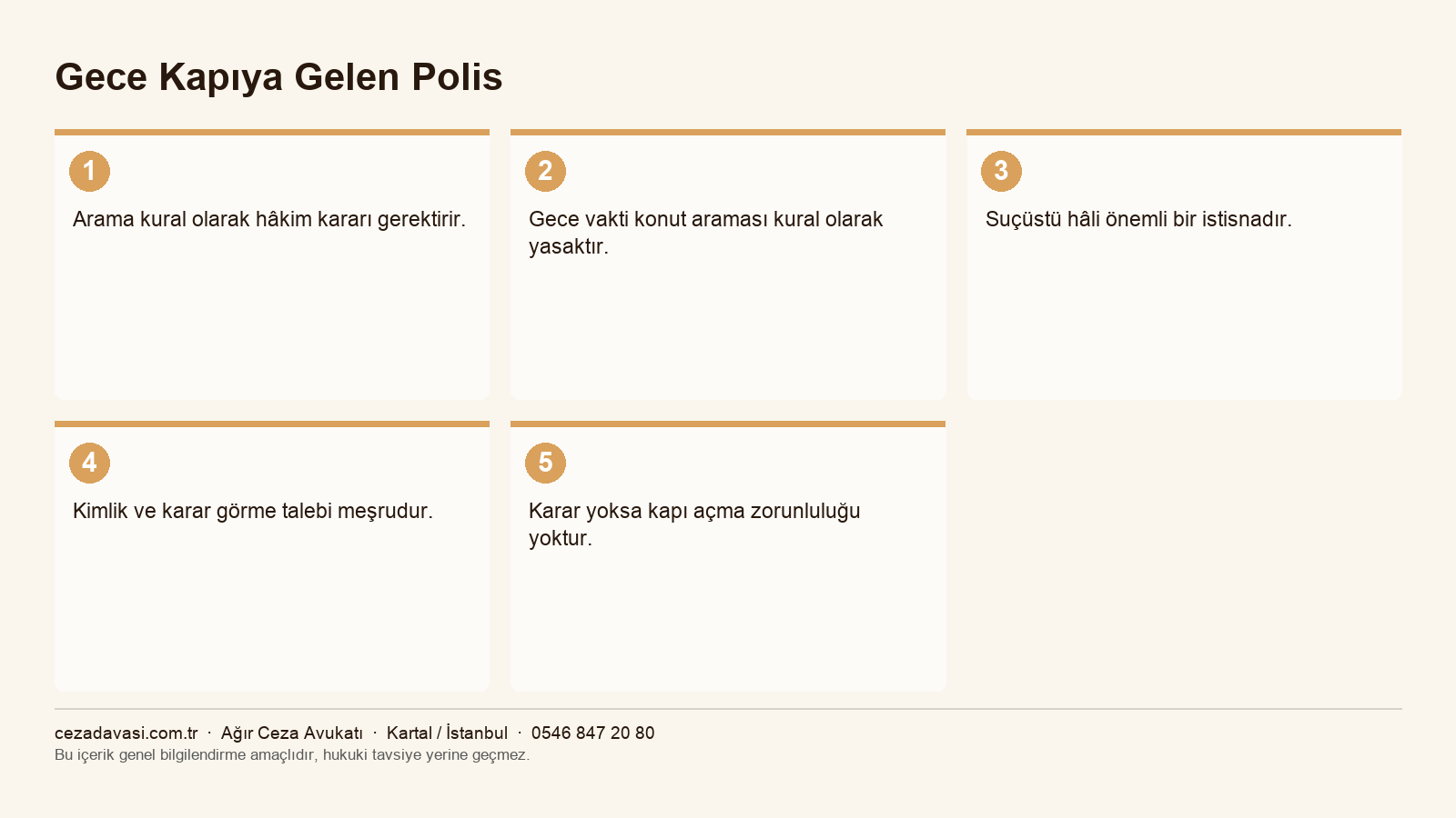 Gece vakti konut araması kurallarının infografiği