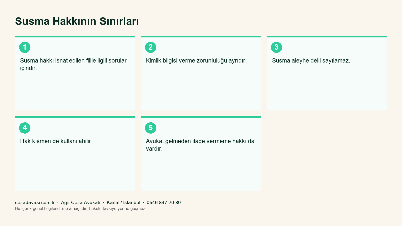 Susma hakkının kapsamı ve istisnaları infografiği