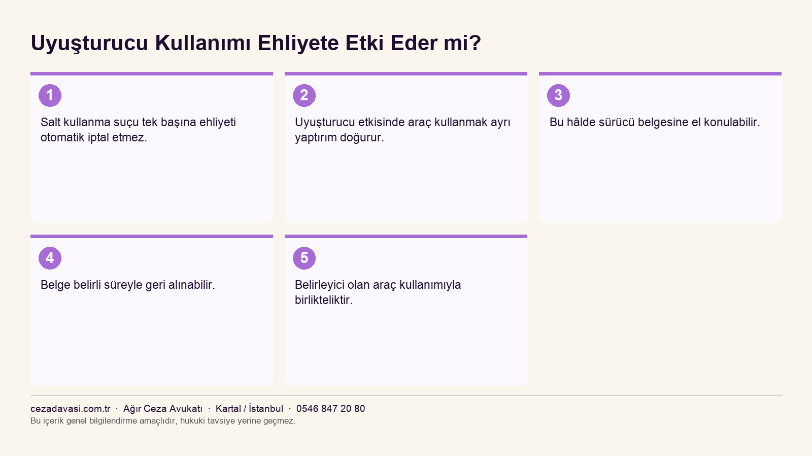 Uyuşturucu kullanımının ehliyete etkisi infografiği