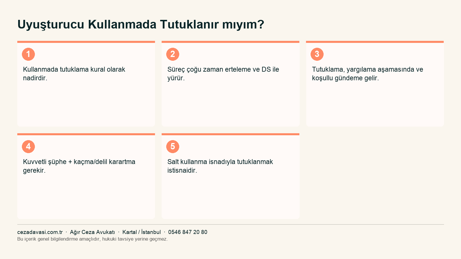 Uyuşturucu kullanmada tutuklama ihtimalinin değerlendirilmesi infografiği
