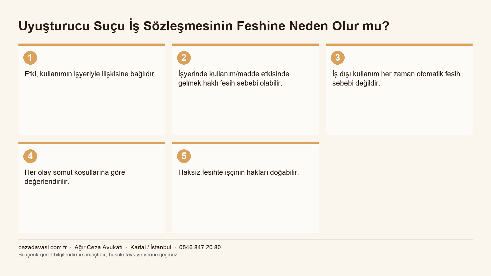 Uyuşturucu kullanımı ve iş sözleşmesinin feshi infografiği