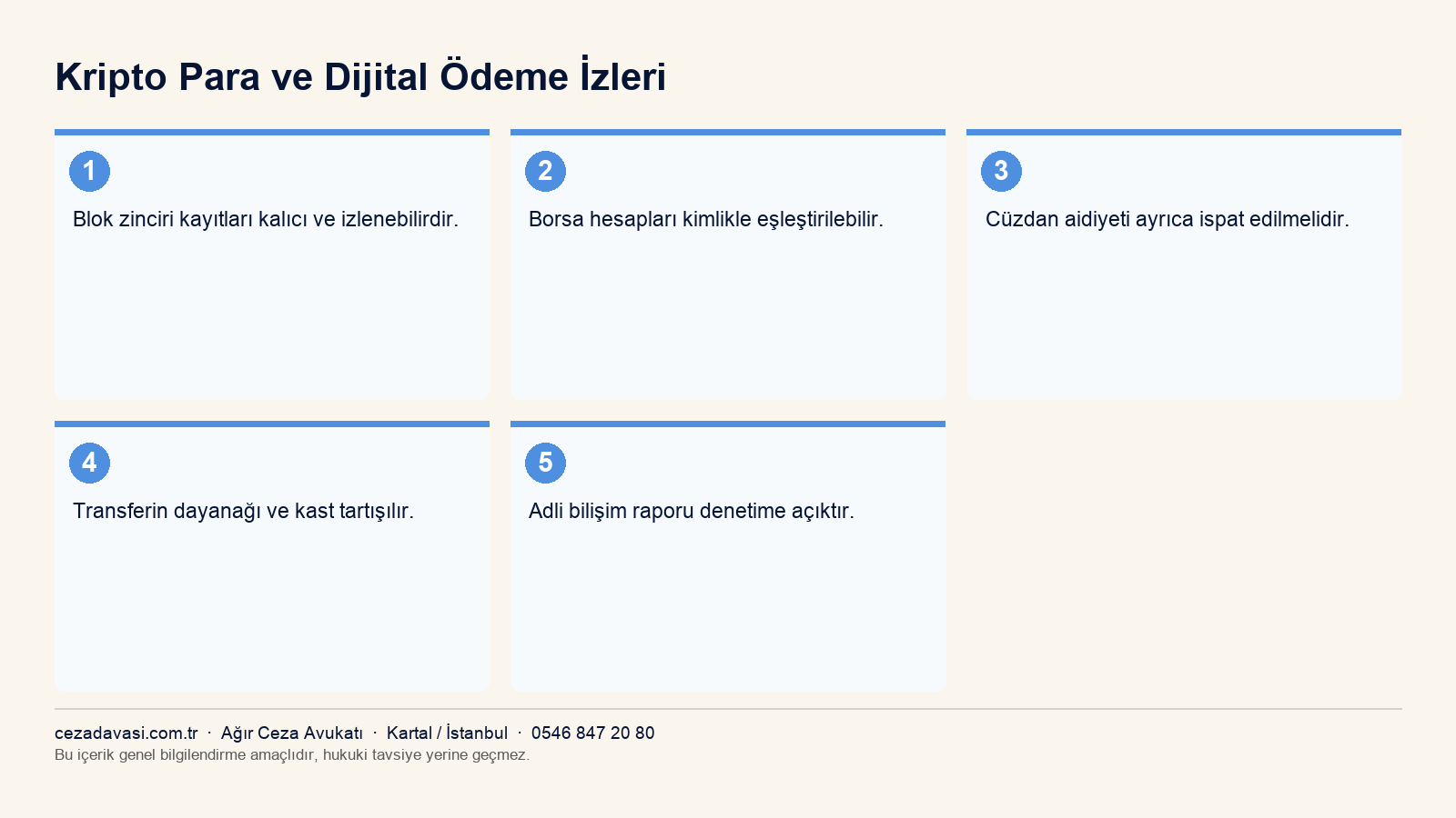 Kripto para delillerinin değerlendirilmesi infografiği