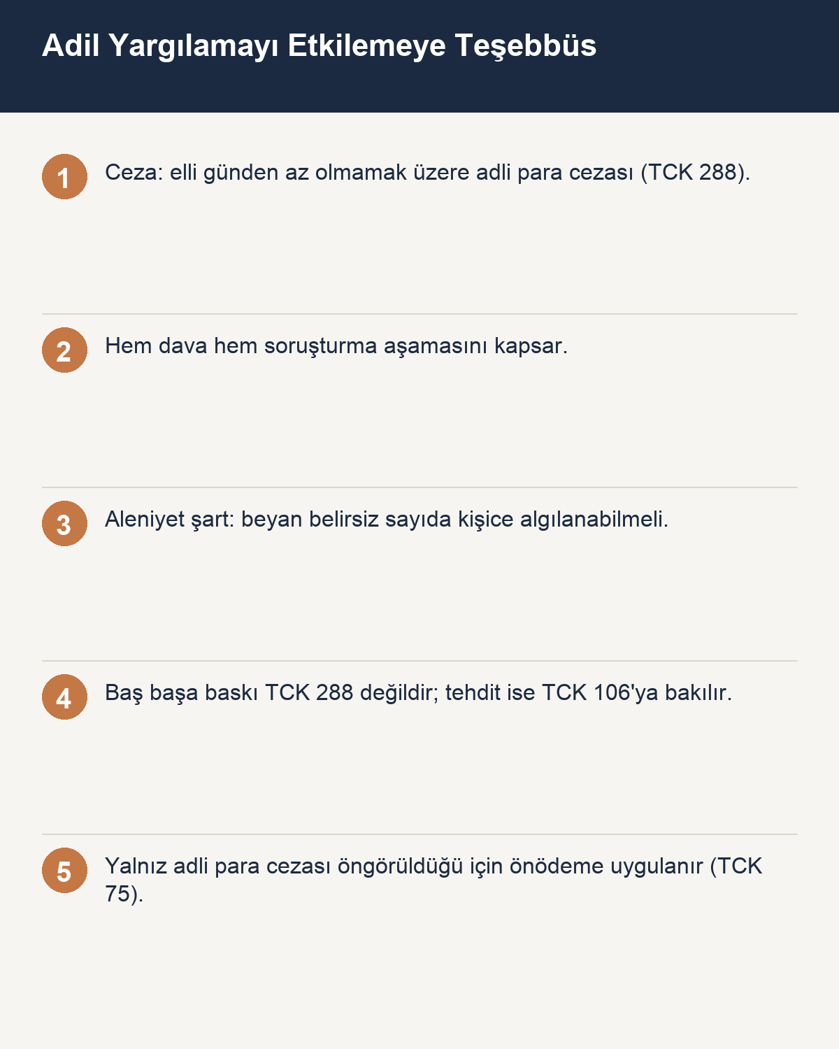 Adil yargılamayı etkilemeye teşebbüs suçu TCK 288 infografiği