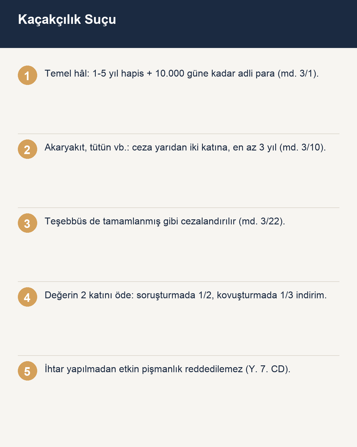 Kaçakçılık suçu 5607 sayılı Kanun infografiği