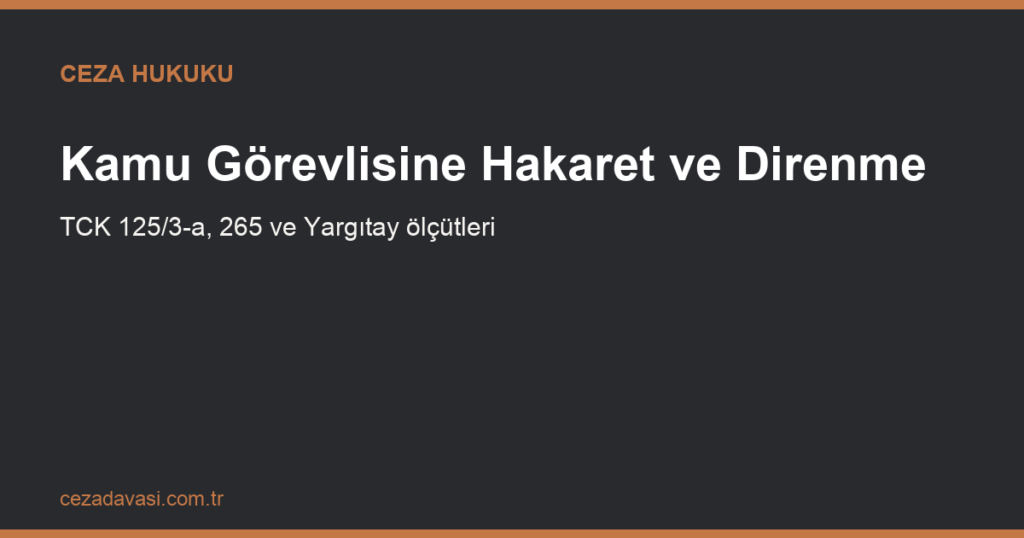 Kamu Görevlisine Hakaret ve Görevi Yaptırmamak İçin Direnme Suçu (TCK 125/3-a ve 265)