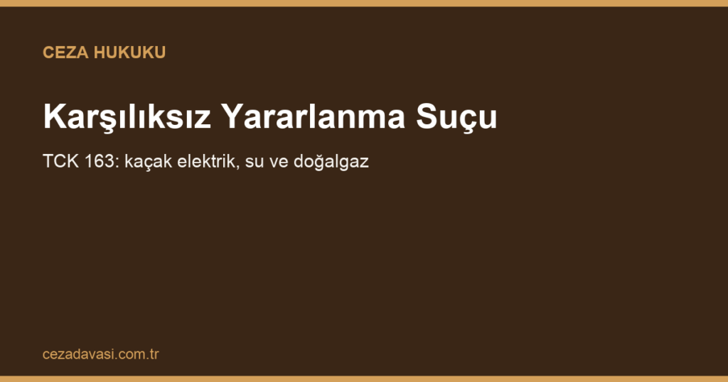 Karşılıksız Yararlanma Suçu (TCK 163): Kaçak Elektrik ve Su