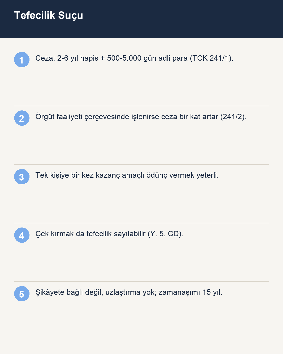 Tefecilik suçu TCK 241 infografiği